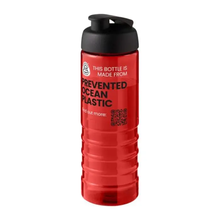 Branded Eco Treble Flip Lid Bottle 750ml in red with Black lid and printed with logo