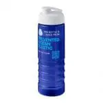 Branded Eco Treble Flip Lid Bottle 750ml in blue with white lid and printed with logo