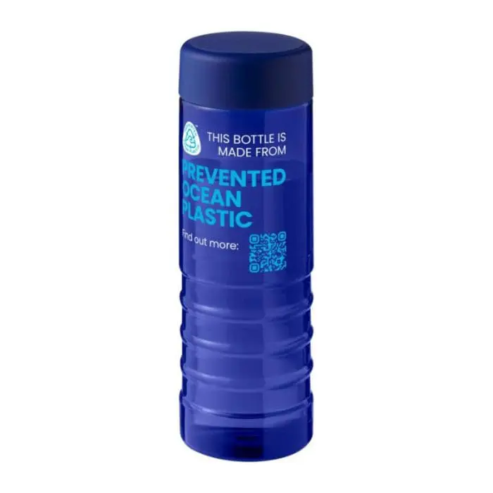 Promotional H2O Active Eco Treble Screw Lid Bottle 750ml in blue with blue lid and printed logo