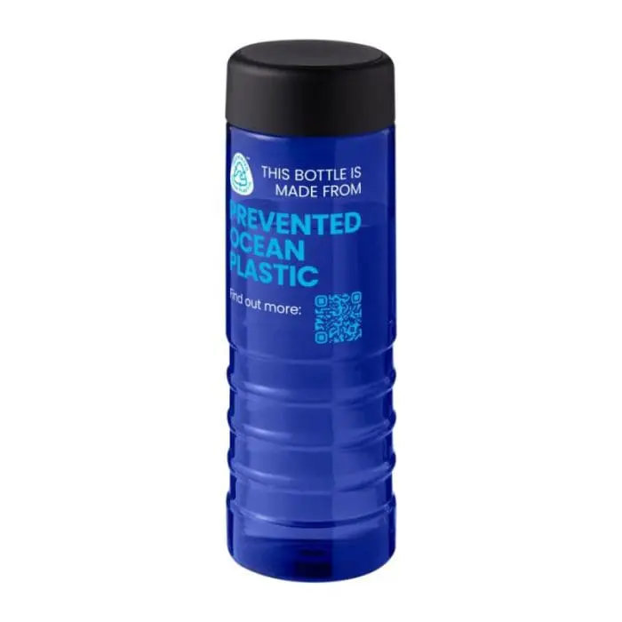 Promotional H2O Active Eco Treble Screw Lid Bottle 750ml in blue with black lid and printed logo