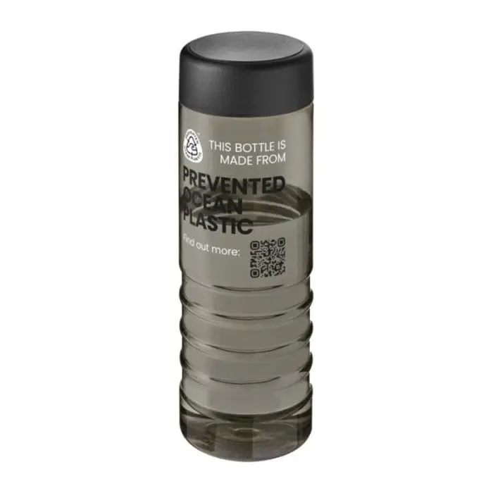 Promotional H2O Active Eco Treble Screw Lid Bottle 750ml in grey with black lid and printed logo