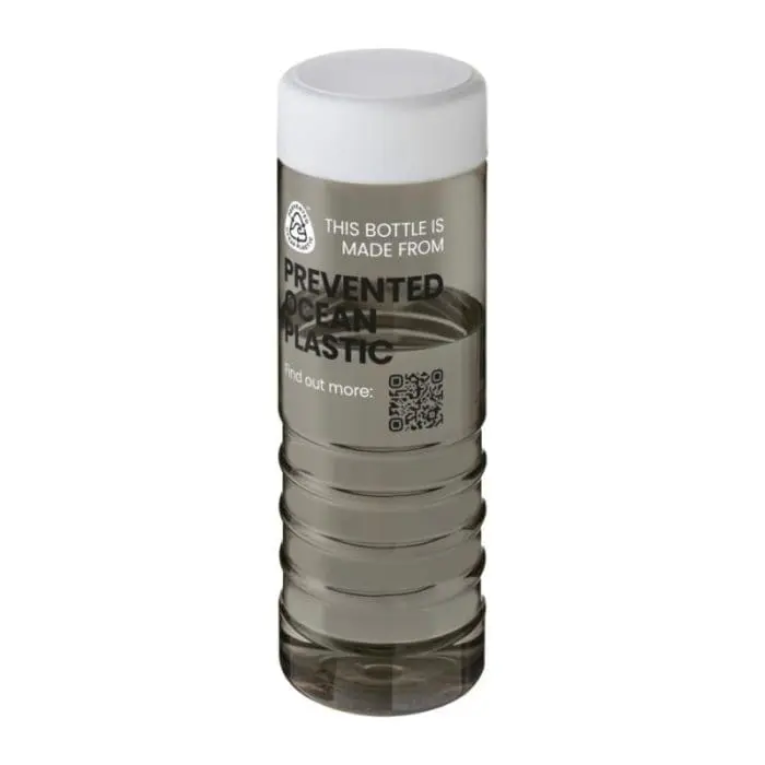 Printed H2O Active Eco Treble Screw Lid Bottle 750ml in grey with white lid and printed logo