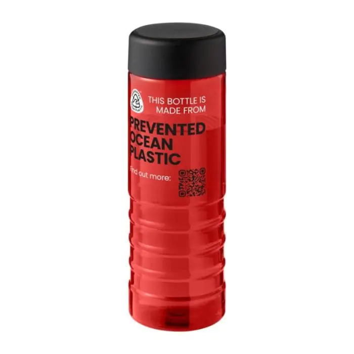 Printed H2O Active Eco Treble Screw Lid Bottle 750ml in red with black lid and printed logo