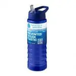 Printed Eco Treble Spout Lid Bottle 750ml in blue with blue lid and printed logo