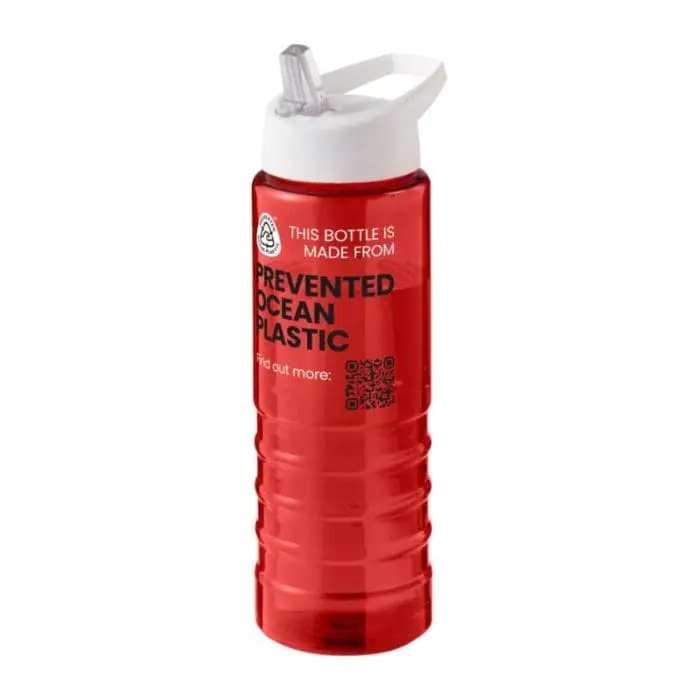 Custom-branded Eco Treble Spout Lid Bottle 750ml in red with white lid and printed logo