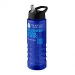 Branded Eco Treble Spout Lid Bottle 750ml in blue with black lid and printed logo