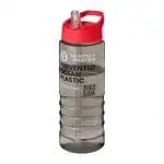 Branded Eco Treble Spout Lid Bottle 750ml in grey with red lid and printed logo