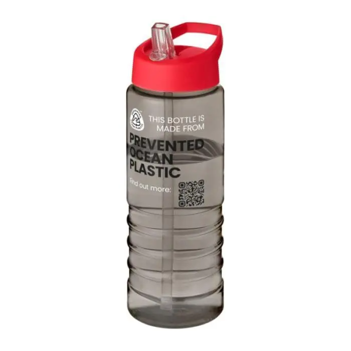 Branded Eco Treble Spout Lid Bottle 750ml in grey with red lid and printed logo