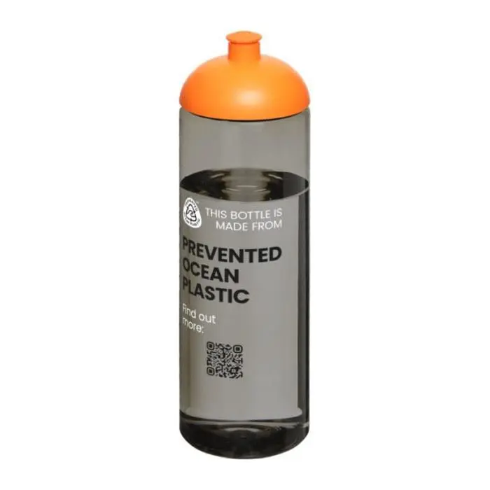 Personalised Eco Vibe Dome Lid Bottle 850ml in grey with orange lid and printed logo or design