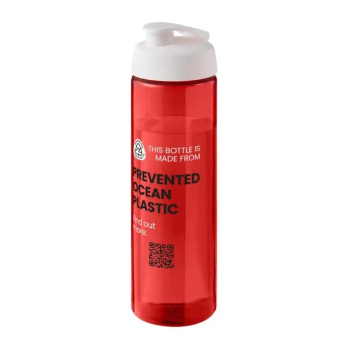 Branded Eco Vibe Flip Lid Bottle 850ml in red with white lid printed with your logo or design