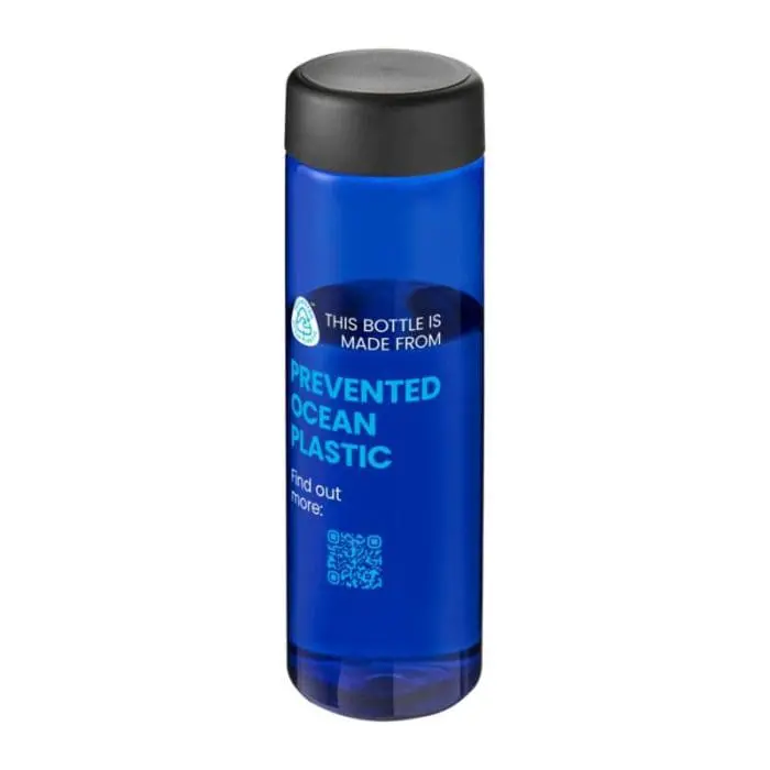 Branded H2O Active Eco Vibe Screw Lid Bottle 850ml in blue with black lid and printed logo