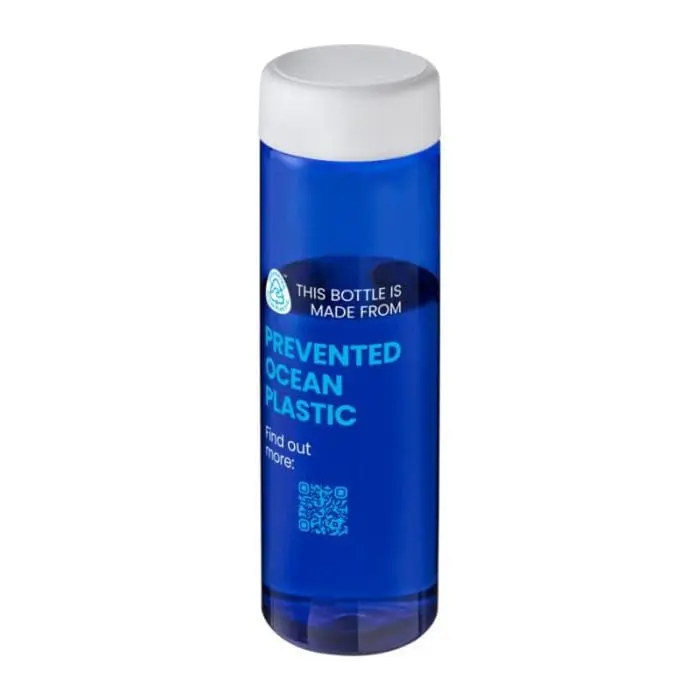 Promotional H2O Active Eco Vibe Screw Lid Bottle 850ml in blue with white lid and printed logo