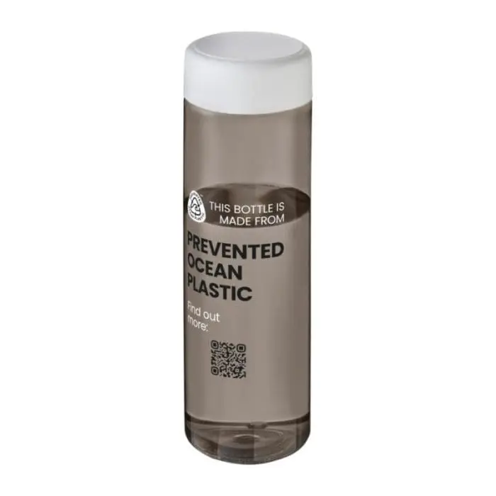 Printed H2O Active Eco Vibe Screw Lid Bottle 850ml in grey with white lid and printed logo