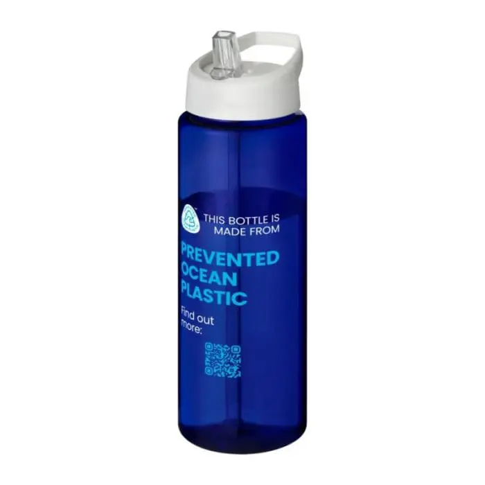 Branded Eco Vibe Spout Lid Bottle 850ml in blue with white lid and printed with your logo or design