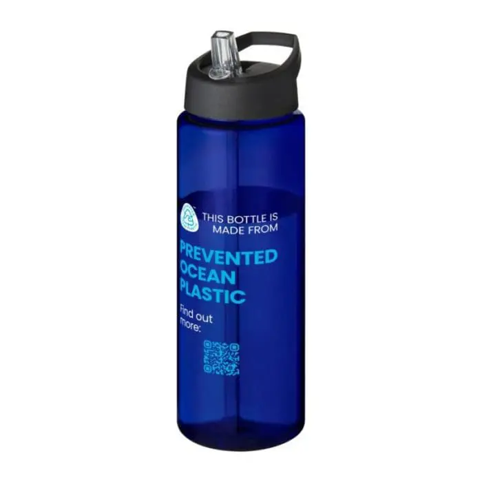 Branded Eco Vibe Spout Lid Bottle 850ml in blue with black lid and printed with your logo or design