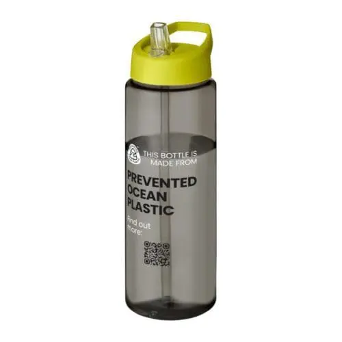 Printed Eco Vibe Spout Lid Bottle 850ml in grey with yellow lid printed with your logo or design