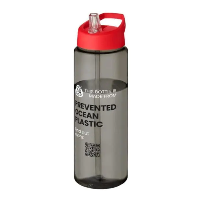 Promotional Eco Vibe Spout Lid Bottle 850ml in grey with red lid and printed with your logo or design