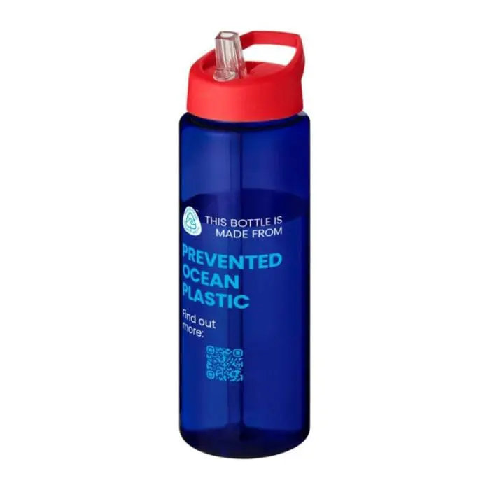 Promotional Eco Vibe Spout Lid Bottle 850ml in blue with red lid and printed with your logo or design