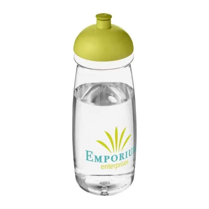 Printed H20 Active Pulse Dome Lid Bottle 600ml in clear with light green lid and printed logo