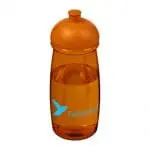 Printed H20 Active Pulse Dome Lid Bottle 600ml in orange with orange lid and printed logo