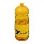 Printed H20 Active Pulse Dome Lid Bottle 600ml in yellow with yellow lid and printed logo