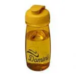 Printed H2OActive Pulse Flip Lid Bottle 600ml in yellow with yellow lid and printed logo