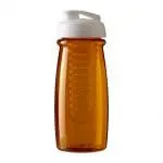 Branded H2O Active Pulse Flip Lid Infuser Bottle 600ml in orange with white lid and printed logo