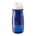 Branded H2O Active Pulse Flip Lid Infuser Bottle 600ml in blue with white lid and printed logo