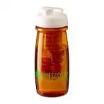 Promotional H2O Active Pulse Flip Lid Infuser Bottle 600ml in orange with white lid and orange infuser with printed logo