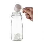 Branded Pulse Flip Lid Shaker Bottle 600ml in clear with coloured lid and white mixer with printed logo