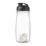 Branded Pulse Flip Lid Shaker Bottle 600ml in clear with coloured lid and white mixer with printed logo