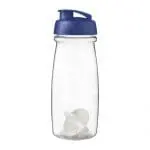 Branded Pulse Flip Lid Shaker Bottle 600ml in clear with coloured lid and white mixer with printed logo