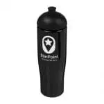 Branded H2O Active Tempo Lid Bottle in black with black lid and printed logo