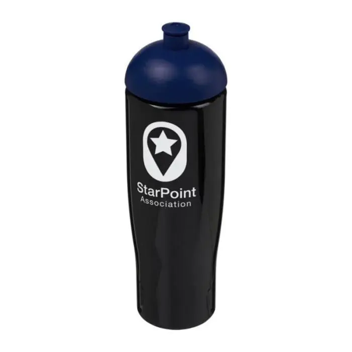 Branded H2O Active Tempo Lid Bottle in black with blue lid and printed logo