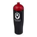 Branded H2O Active Tempo Lid Bottle in black with red lid and printed logo