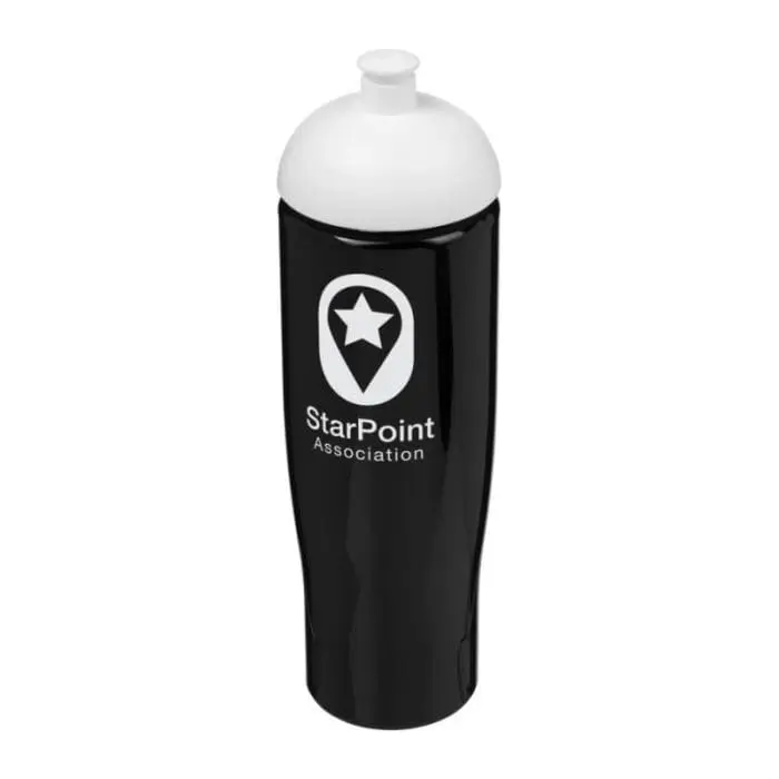 Branded H2O Active Tempo Lid Bottle in black with white lid and printed logo