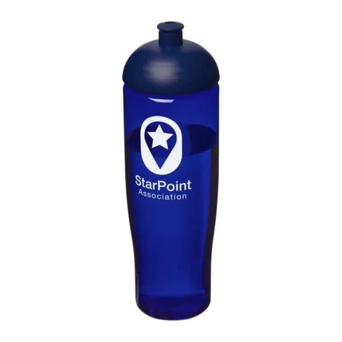 Branded H2O Active Tempo Lid Bottle in blue with blue lid and printed logo