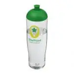 Promotional H2O Active Tempo Lid Bottle in clear with green lid and printed logo