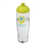 Promotional H2O Active Tempo Lid Bottle in clear with light green lid and printed logo