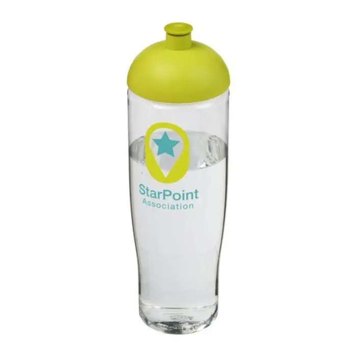 Promotional H2O Active Tempo Lid Bottle in clear with light green lid and printed logo