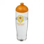 Promotional H2O Active Tempo Lid Bottle in clear with orange lid and printed logo