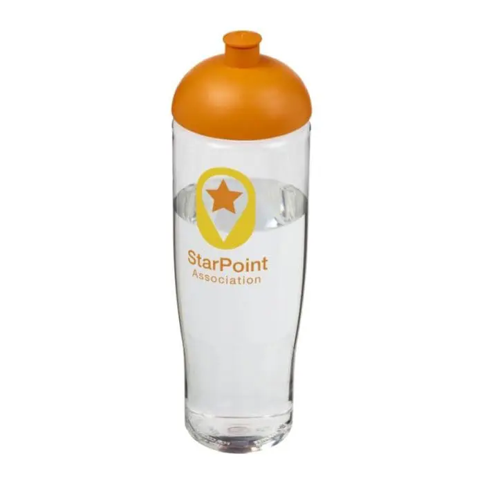 Promotional H2O Active Tempo Lid Bottle in clear with orange lid and printed logo