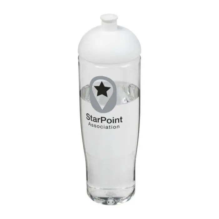 Printed H2O Active Tempo Lid Bottle in clear with white lid and printed logo