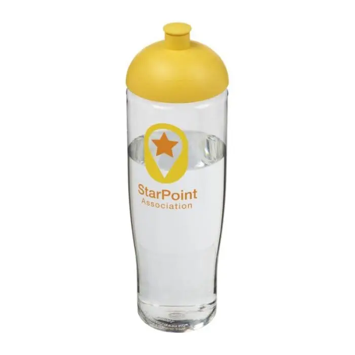 Printed H2O Active Tempo Lid Bottle in clear with yellow lid and printed logo