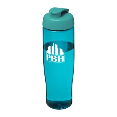 Branded H2O Active Tempo Flip Lid Bottle in turquoise with turquoise lid and printed logo