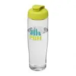 Promotional H2O Active Tempo Flip Lid Bottle in clear with light green lid and printed logo