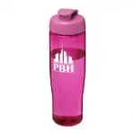 Branded H2O Active Tempo Flip Lid Bottle in pink with pink lid and printed logo