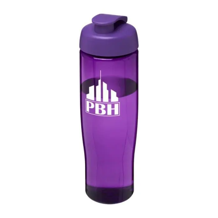 Branded H2O Active Tempo Flip Lid Bottle 700ml in purple with purple lid and printed logo