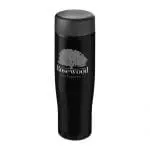 Branded H20 Active Tempo Screw Lid Bottle in black with black lid and printed logo