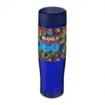 Branded H20 Active Tempo Screw Lid Bottle in blue with blue lid and printed logo